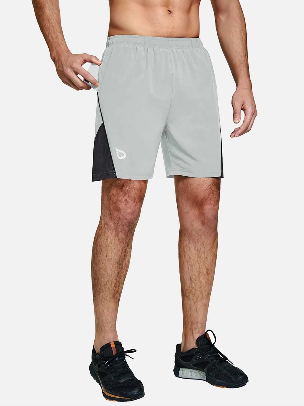 Baleaf Men's 7" Running Shorts with Liner Light Grey M - Picture 3 of 8